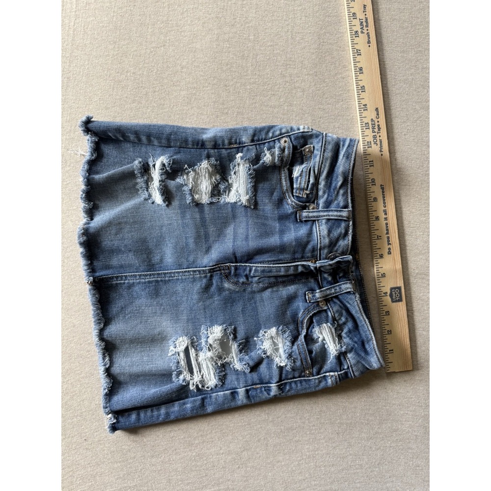 American Eagle Skirt Womens Size 0 Blue Denim Jean Next Level Stretch Distressed